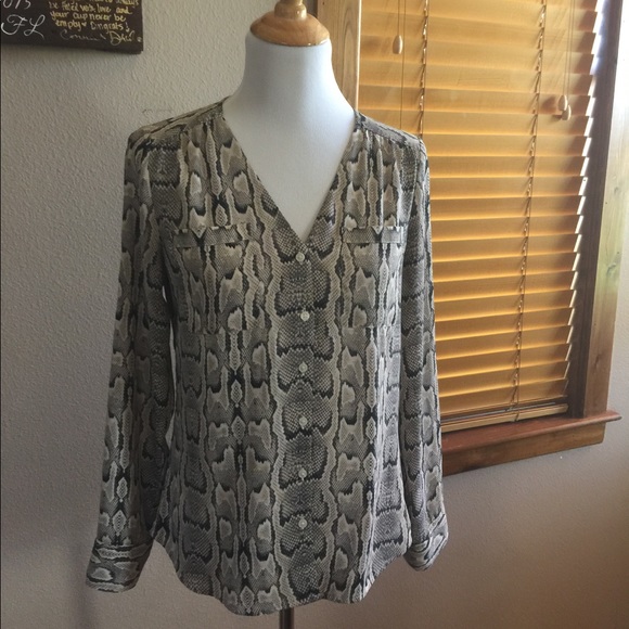 Express Tops - EXPRESS Portofino Shirt, Snake Print, Sz S